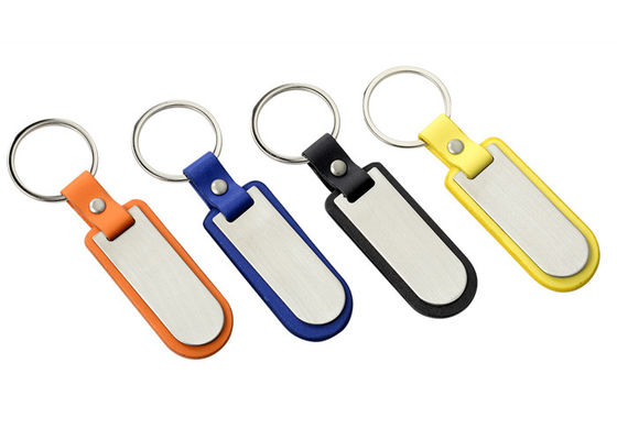 Laser Logo PU Leather Key Chain Keyring Zinc Alloy Key Holder