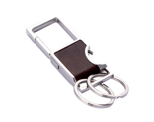 Customized Embossed Leather Keychain Holder In Polybag Packaging