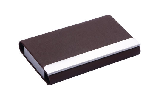Elegant Metal Frame Name Card Holder With Snap Closure Capacity Of 50 Business Cards