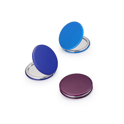 Customized Round PU Pocket Mirror Compact Cosmetic Mirror With 1X/2X Magnification