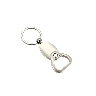 Plated Silver Metal Beer Bottle Opener Keychain
