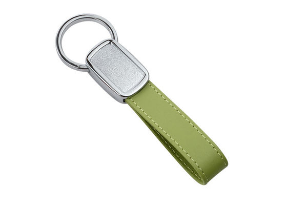 Debossing Tape Green PU Leather Key Chains Strap Epoxy Doming