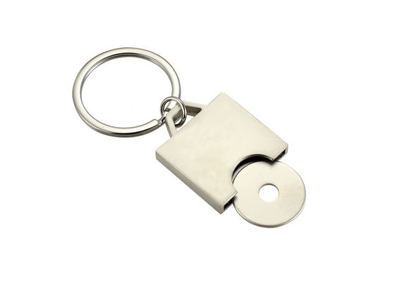 Laser Engraving Metal Keychain Holder Square Shopping Trolley Token Keyring