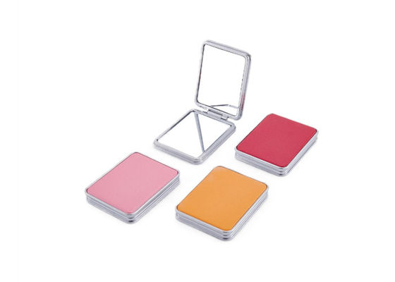 Foldable PU Cosmetic Pocket Mirror 11mm PU Rectangle Small Hand Mirror