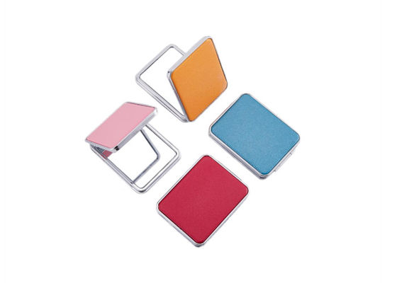 Rectangular Foldable PU Cosmetic Pocket Mirror 11mm Thick Small Travel Mirror