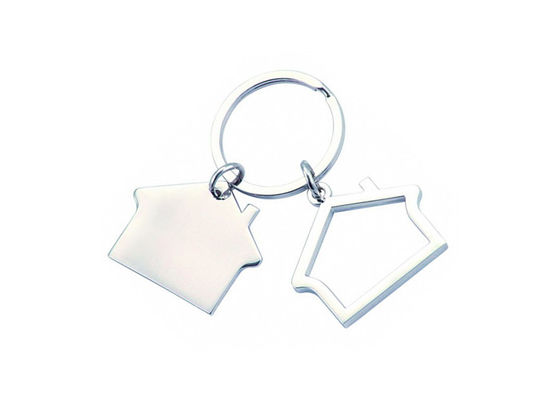 Small House Shape Key Chain Laser Engraving Silver Car Holder Souvenir