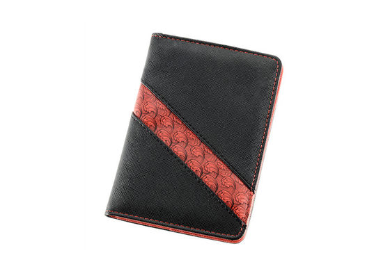 Black Travel Passport Holder personalized Cross Pattern PU leather