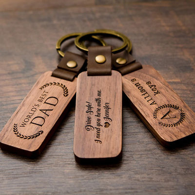 Good price Custom Gift Engraved Wood Keychain Walnut For Home Car Office 4.5 X 1in online