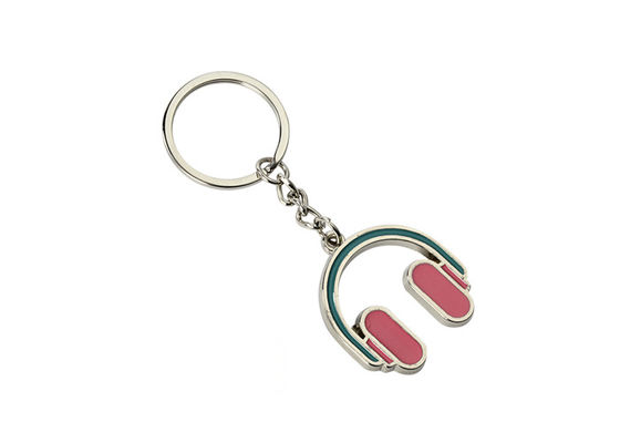 Good price Pink Headphone Iron Enamel Key Chains Mini Advertising Gift Keyring online