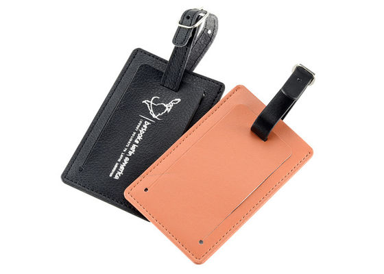 PU Leather Travel Luggage Tag Customized Silk Screen Printing Logo Baggage Tag