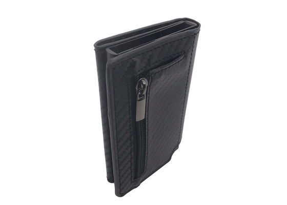 Carbon PU Leather RFID Credit Card Organizer Wallet Rectangle Card Holder