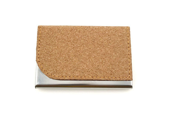 Stainless Iron PU Leather cork card holder Magnetic Eco Friendly Card Case 65g