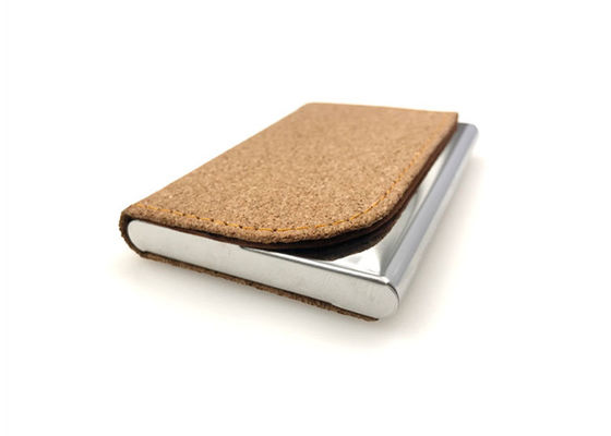 Stainless Iron PU Leather cork card holder Magnetic Eco Friendly Card Case 65g