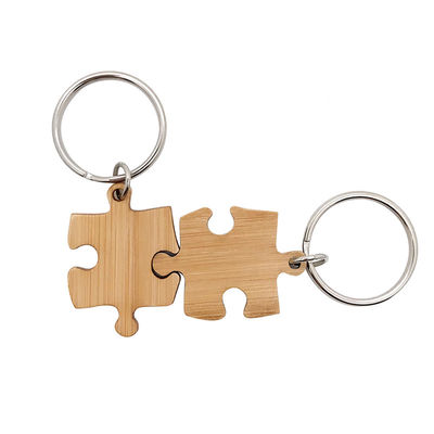 Bamboo Wooden Matching Puzzle Keychain Engraving UV Printing