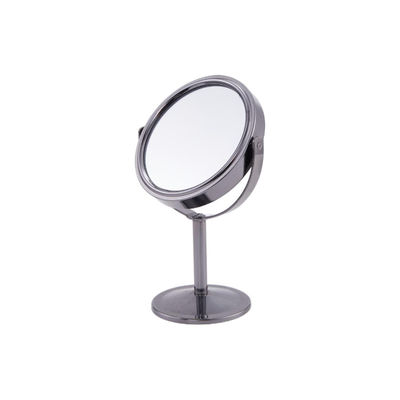Elegant Silver PU Leather Beauty Vanity Table Mirror / Makeup Table Top Mirror With 2X Magnification