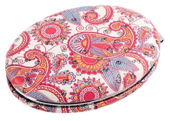 Round PU Pocket Mirror With Custom Logo Foldable In Various Colors