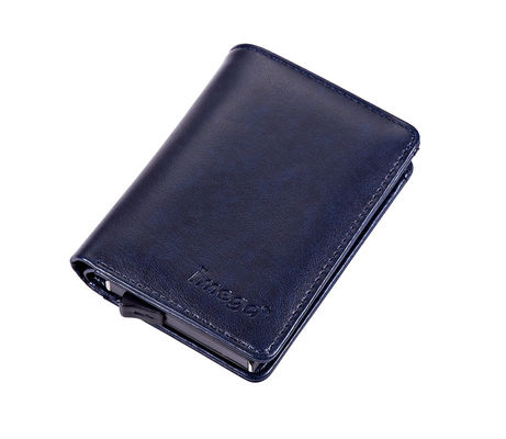 Classic And Sophisticated PU/Aluminum Card Holder Wallet Organizes 8-10 Cards With Magnet Closure