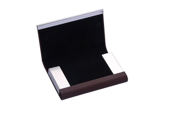 Elegant Metal Frame Name Card Holder With Snap Closure Capacity Of 50 Business Cards
