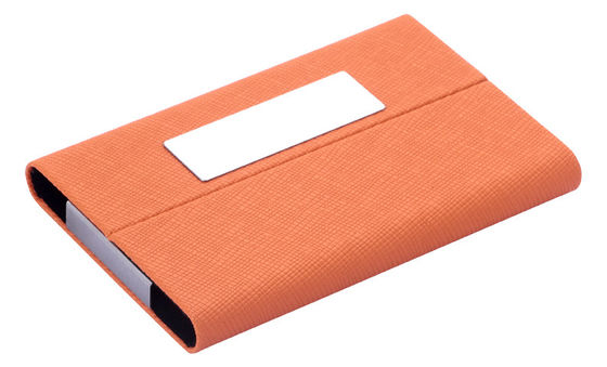 50 Business Card Capacity Slim Metal Business Card Holder PU Design With Compact Frame