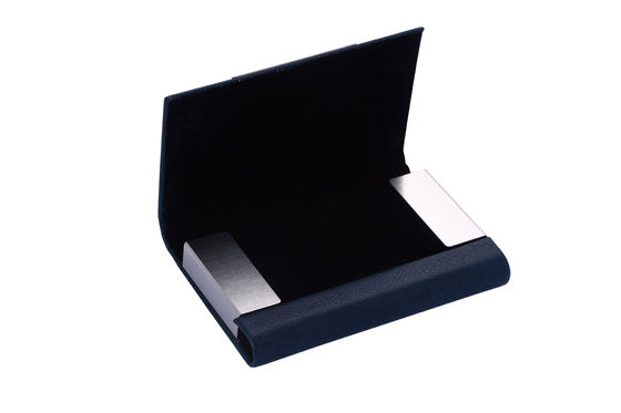Rectangular Metal Name Card Holder With Snap Closure Slim And Compact Holds Up To 50 Cards