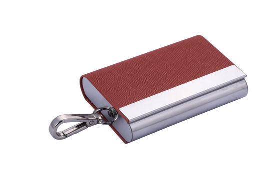 Slim Metal And PU Snap Closure Card Holder Organizer