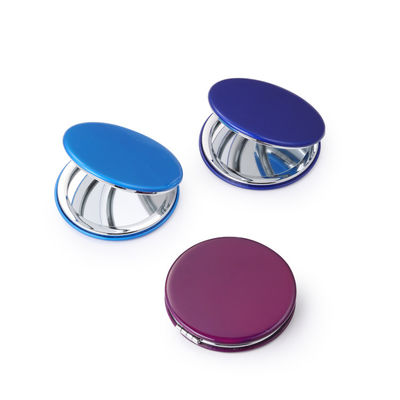 Customized Round PU Pocket Mirror Compact Cosmetic Mirror With 1X/2X Magnification