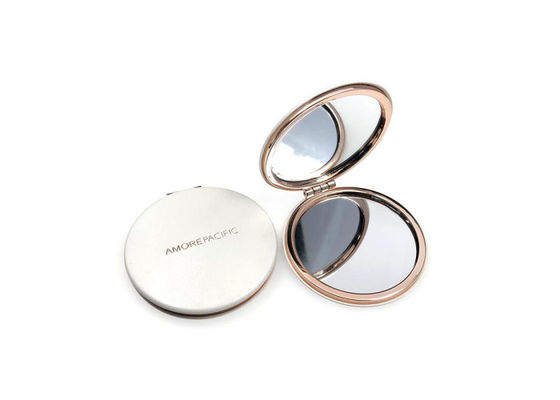 Rose Gold Metal Compact Mirror Foldable Engraved Pocket Mirror 1cm Thick