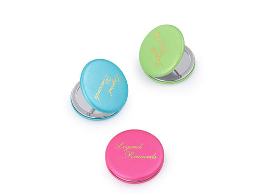 Macaron Promotional Cosmetic Pocket Mirror PU Compact Handbag Mirrors