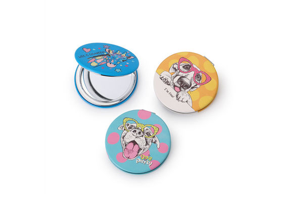 Round Compact Cosmetic Pocket Mirror ABS Cute Pattern Portable