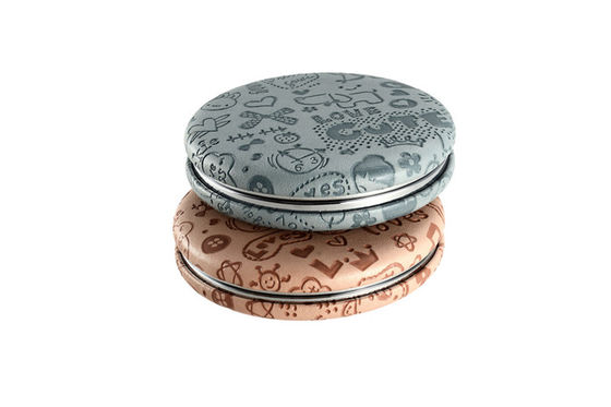 Debossing Cosmetic Compact Mirror Purse Cute Pattern PU Leather