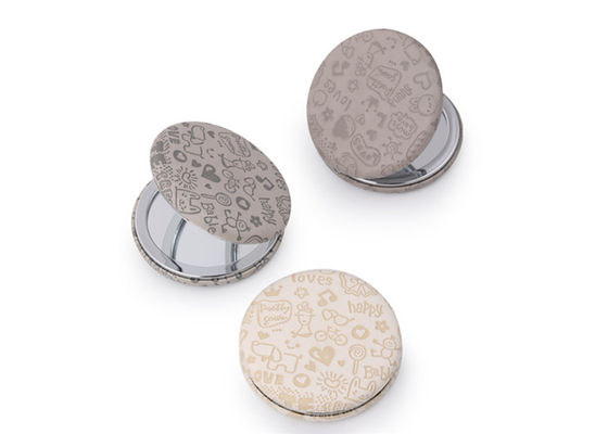 Debossing Cosmetic Compact Mirror Purse Cute Pattern PU Leather