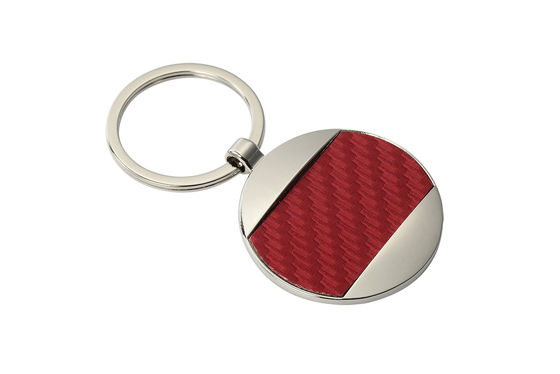 Red Carbon Fibre Leather Key Chains 5mm Pantone Black Leather Key Holder