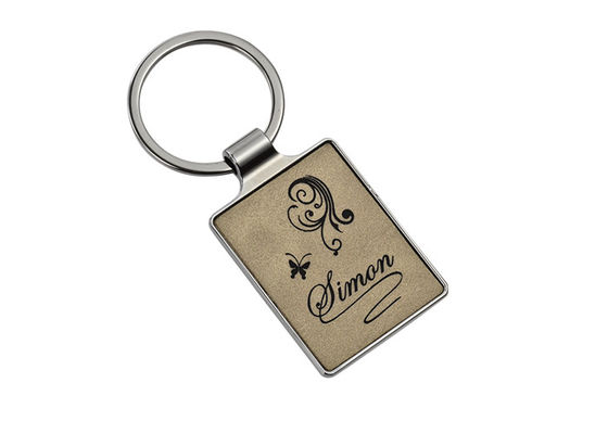 Laser Engraving Logo Leather Key Chains 55mm 4mm Pink Key Ring Advertising