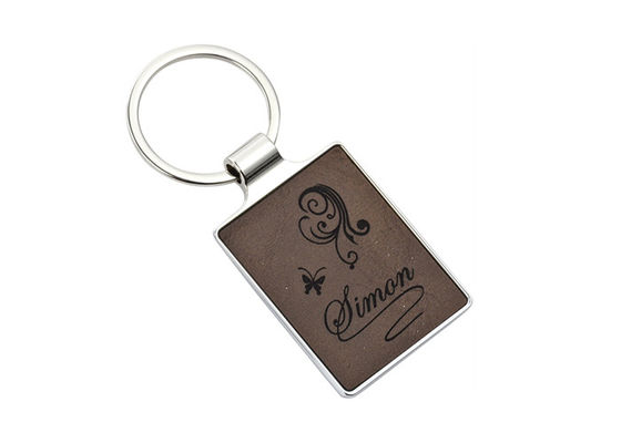 Laser Engraving Logo Leather Key Chains 55mm 4mm Pink Key Ring Advertising