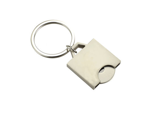 Laser Engraving Metal Keychain Holder Square Shopping Trolley Token Keyring