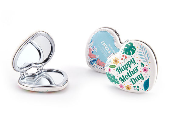 Debossing Heart Cosmetic Pocket Mirror ABS Foldable Makeup Mirror For Travel
