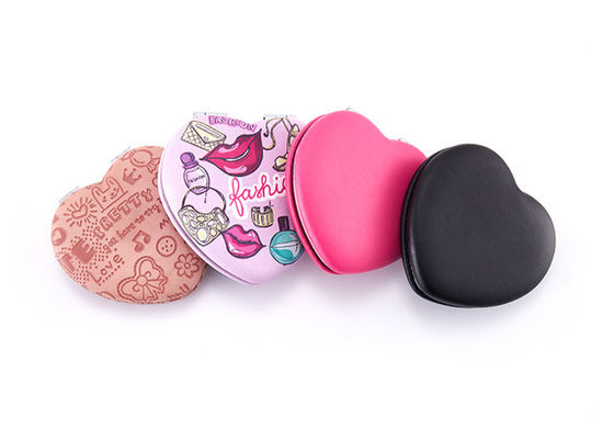 Debossing Heart Cosmetic Pocket Mirror ABS Foldable Makeup Mirror For Travel