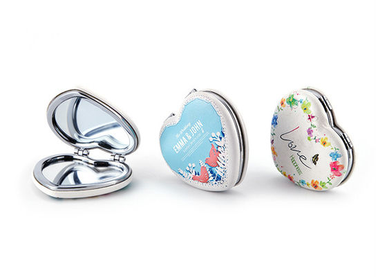 Debossing Heart Cosmetic Pocket Mirror ABS Foldable Makeup Mirror For Travel