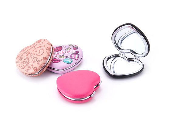 Debossing Heart Cosmetic Pocket Mirror ABS Foldable Makeup Mirror For Travel