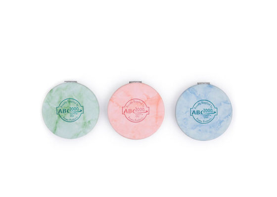 Marble Pattern Silver Compact Mirror PU ABS 10mm Thickness Foldable Makeup Mirror