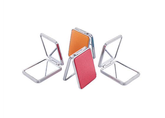 Foldable PU Cosmetic Pocket Mirror 11mm PU Rectangle Small Hand Mirror