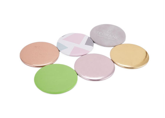 ABS Glass Makeup Mirror Foldable 11mm Round Compact Mirror Logo PU Leather