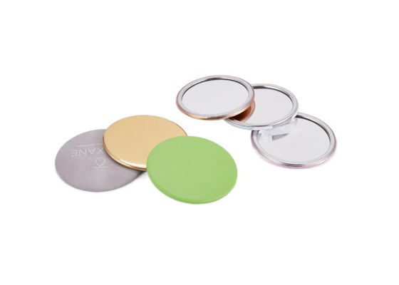 ABS Glass Makeup Mirror Foldable 11mm Round Compact Mirror Logo PU Leather