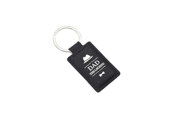 Rectangle PU Leather Key Chains Laser Logo 3mm Thick Vintage Leather Key Holder