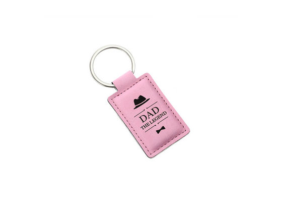 Rectangle PU Leather Key Chains Laser Logo 3mm Thick Vintage Leather Key Holder