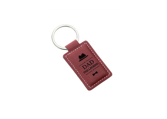 Rectangle PU Leather Key Chains Laser Logo 3mm Thick Vintage Leather Key Holder