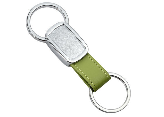 Epoxy Doming Personalized Leather Key Chains 10mm Debossed Tape Metal Keyring