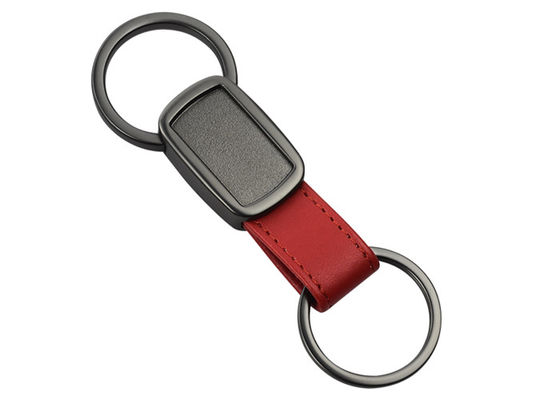 Epoxy Doming Personalized Leather Key Chains 10mm Debossed Tape Metal Keyring