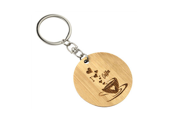 Bamboo Slice Cute Metal Keychain Round 32mm Flat Zinc Alloy