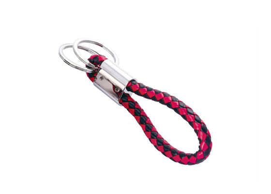 Red Gift Cute Leather Key Chains 10mm PU Braided Rope Car Ornaments